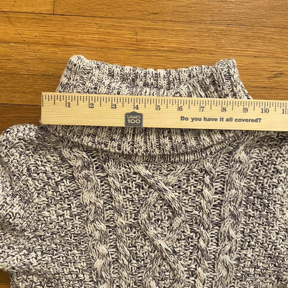 Vince Sweater Womens Medium Gray Purple Cable Knit Turtleneck Marled Colorblock - Picture 6 of 10